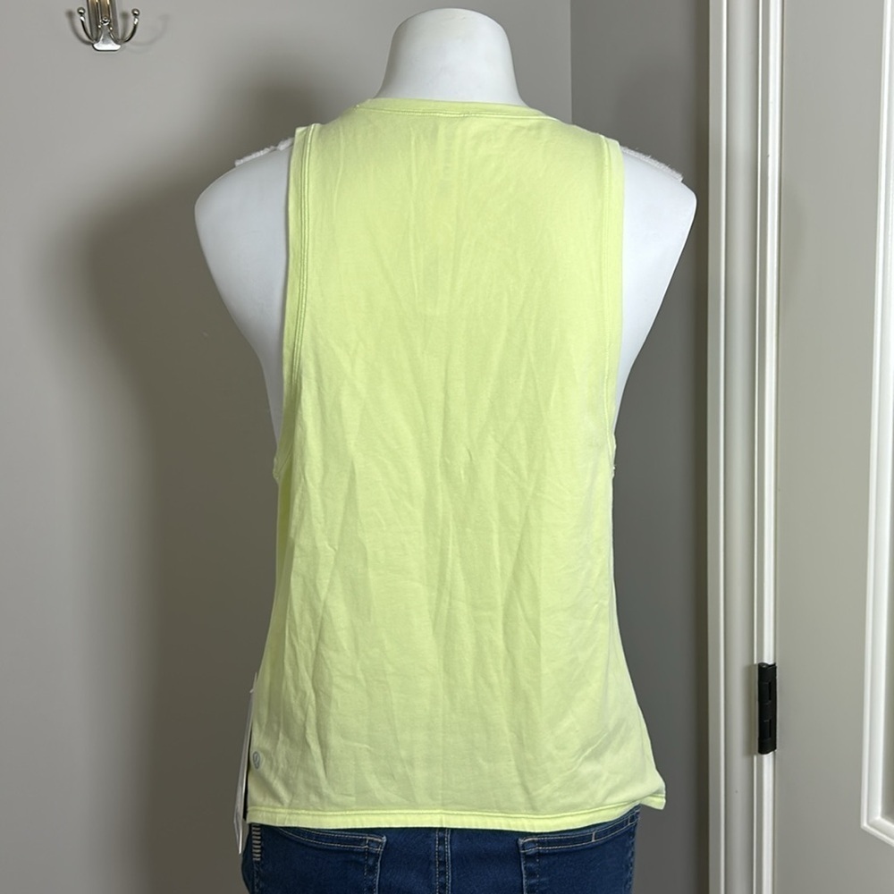 LULULEMON Squad Goals Tank Top Stretch Cotton Jersey Hip Length Sz 6 Yellow NEW - Picture 3 of 6